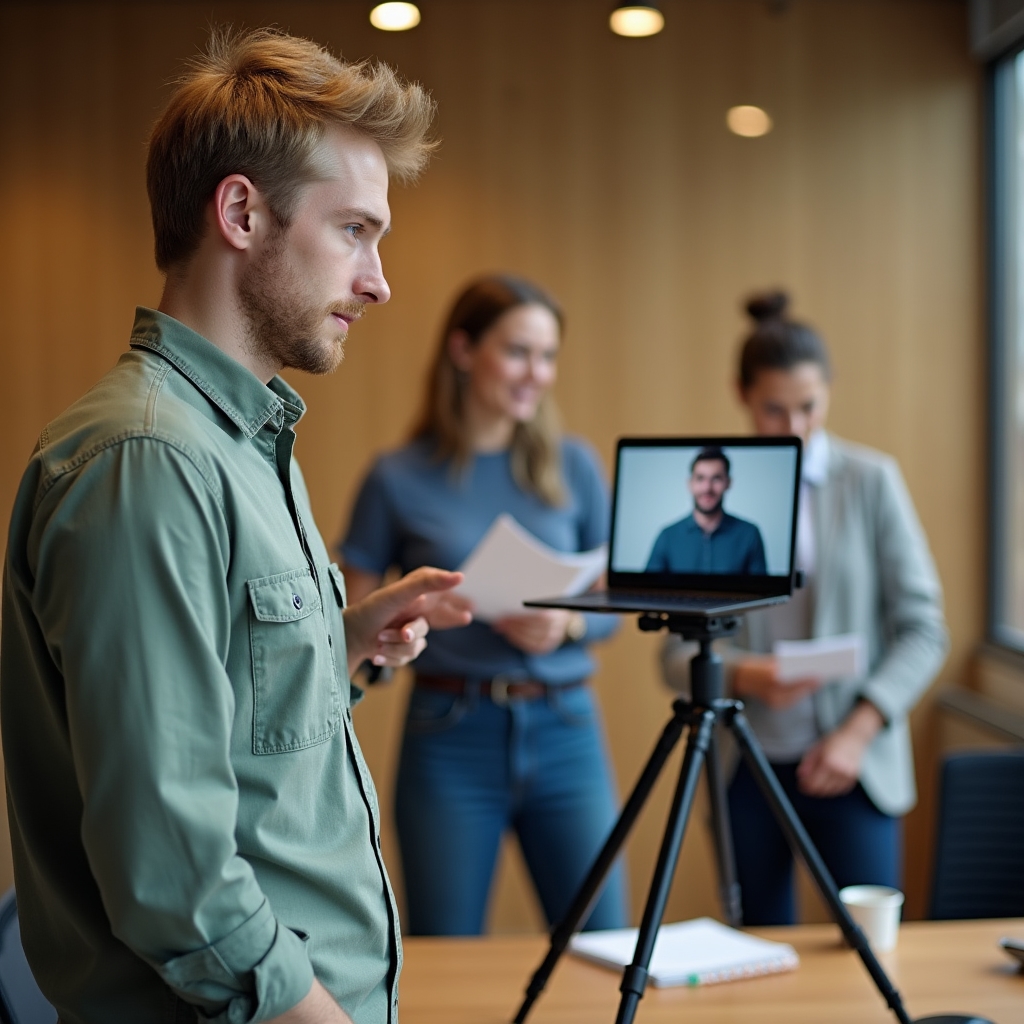 Teilnehmer bei der Videoanalyse im Kurs